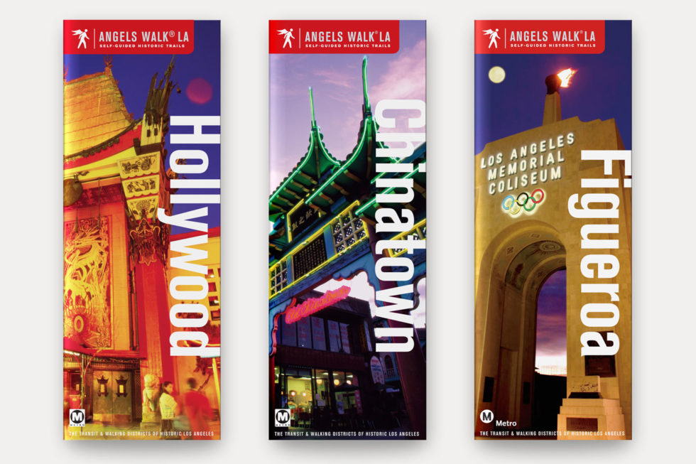 Visual samples of Angels Walk LA guidebook covers