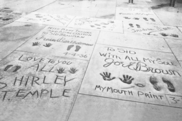 Grauman's Chinese Theater featuring handprints and footprints of famous Hollywood stars.